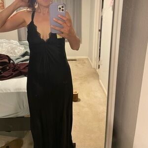 NWT Hannah Hartnell black backless silk charmeuse gown with small train